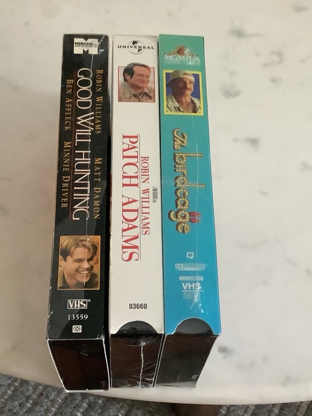 Patch Adams, Good Will Hunting, the Birdcage vhs tapes